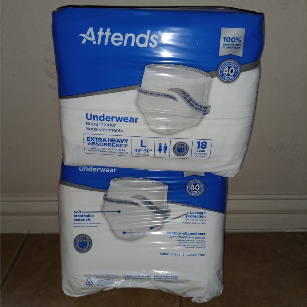 2 Packs of Attends Disposable Underwear Unisex